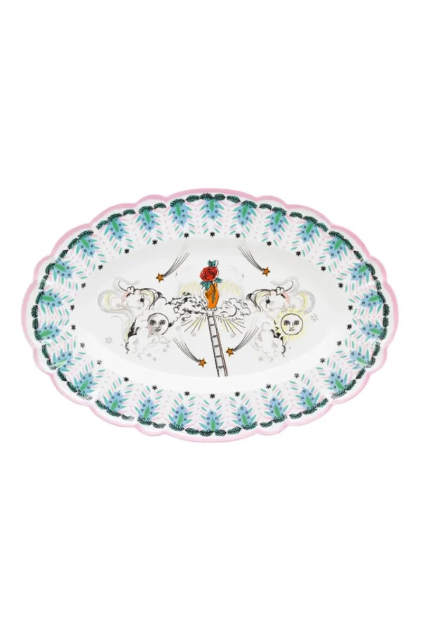 Cath Kidston Celestial Oval Scallop Serving Platter Pink Flash Sale