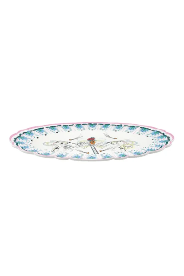 Cath Kidston Celestial Oval Scallop Serving Platter Pink Flash Sale