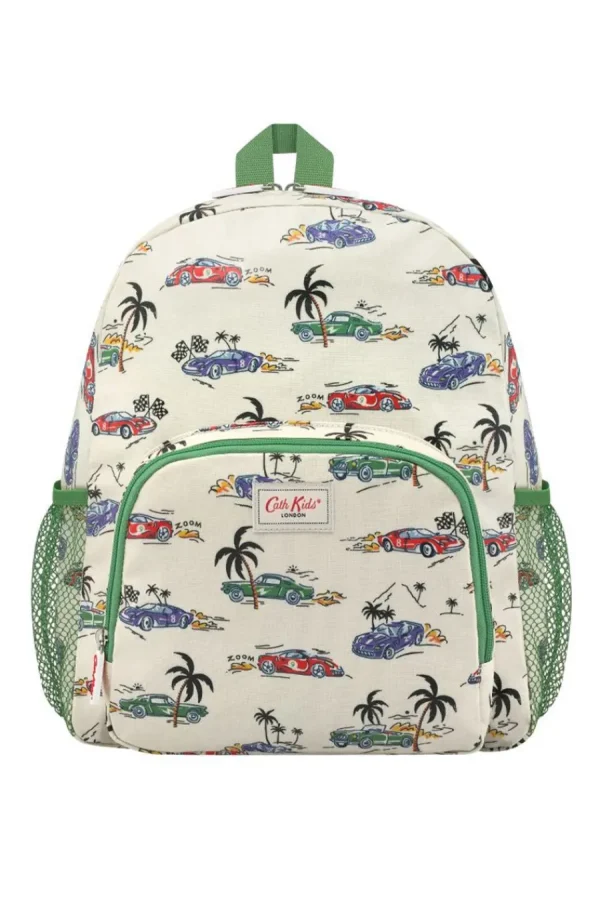 Cath Kidston Fast Cars Kids Classic Large Backpack With Mesh Pocket Cream Shop