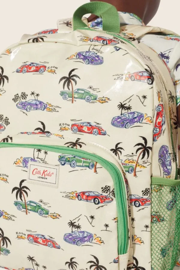 Cath Kidston Fast Cars Kids Classic Large Backpack With Mesh Pocket Cream Shop