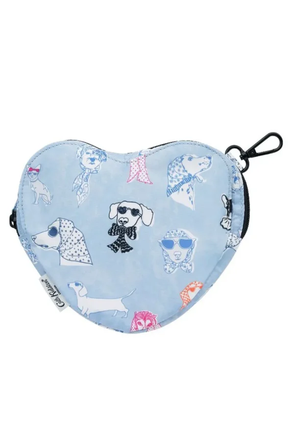 Cath Kidston Glamorous Dogs Foldaway Heart Tote Blue Clearance