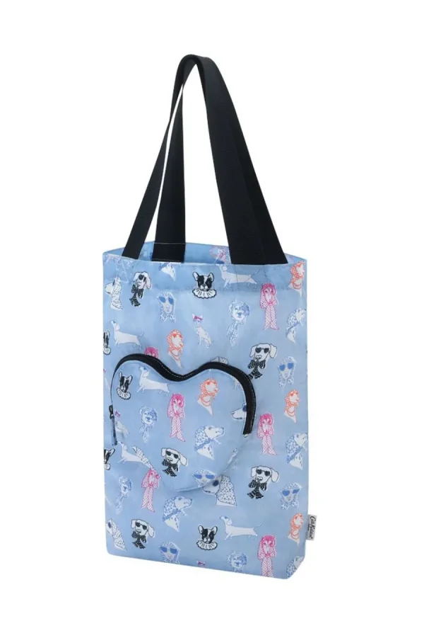 Cath Kidston Glamorous Dogs Foldaway Heart Tote Blue Clearance