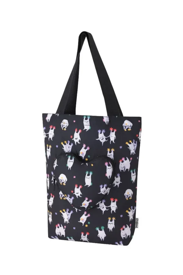 Cath Kidston Good Monsters Foldaway Heart Tote Black Store