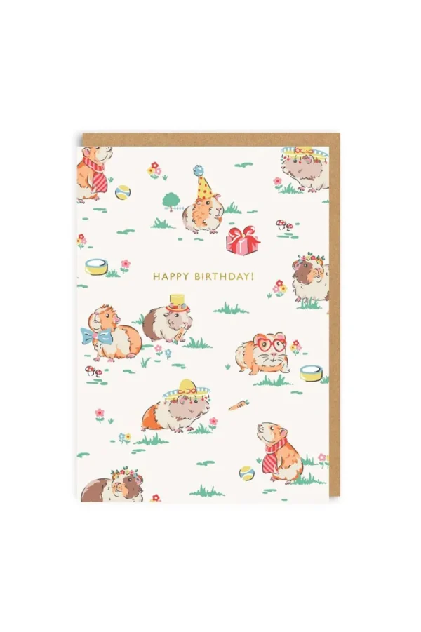 Cath Kidston Guinea Pig Birthday Greeting Card (A6) Cream New