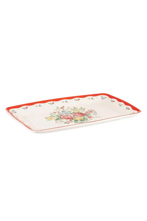 Cath Kidston HAMPSTEAD ROSE RECTANGULAR PLATTER Red Outlet