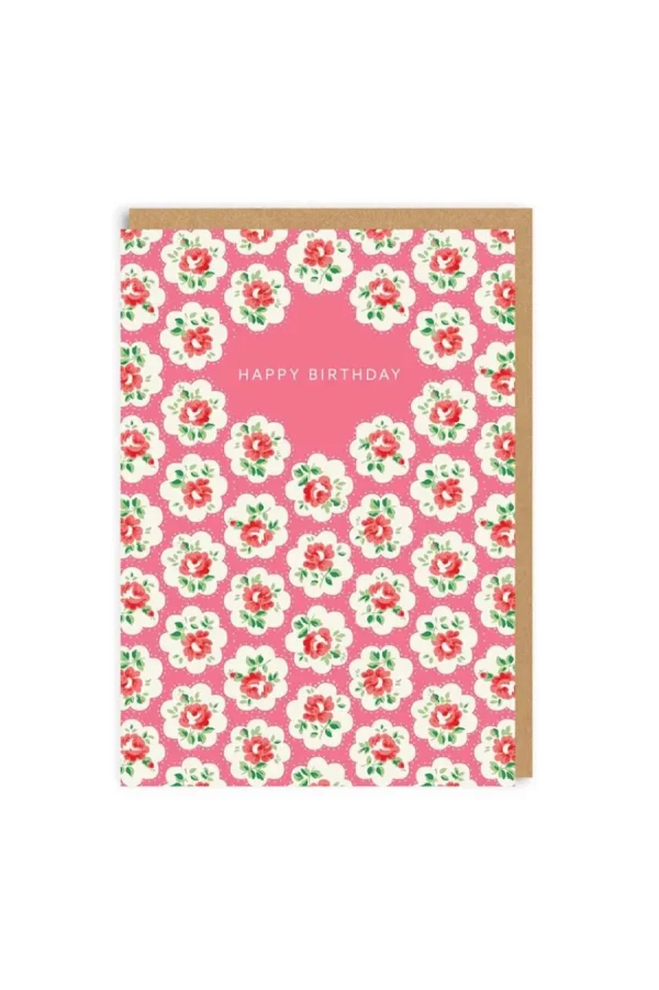 Cath Kidston Happy Birthday (Kitsch Floral) Greeting Card (A6) Pink Online