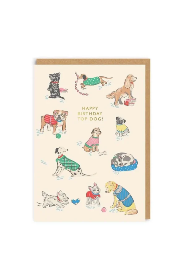 Cath Kidston Happy Birthday Top Dog Greeting Card (A6) Cream Store