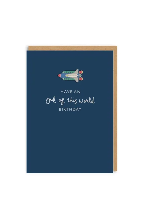 Cath Kidston Have An Out Of This World Birthday Enamel Pin Card Deep Blue Fashion