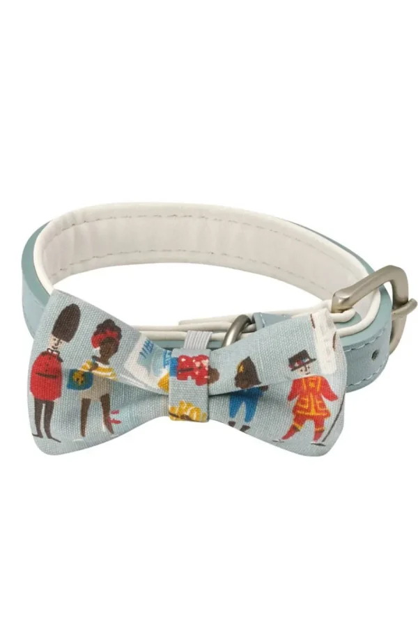 Cath Kidston London People PU Leather Pet Bow Tie Collar - L Pale Blue Fashion