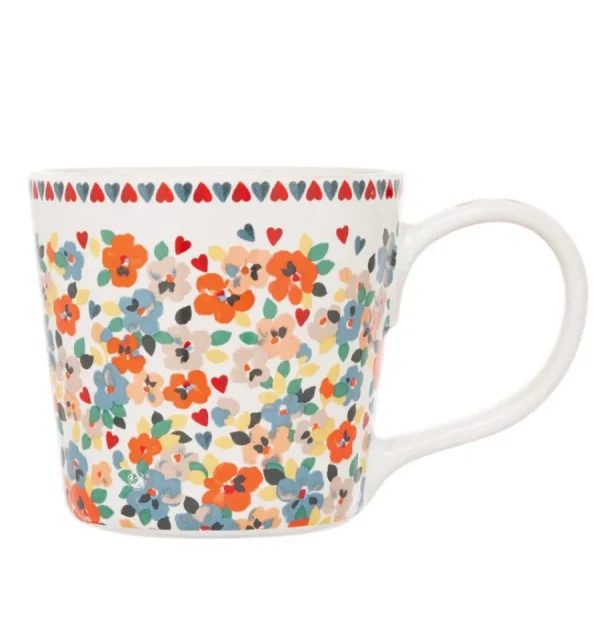 Cath Kidston PAINTED PANSIES DOLLY MUG Cream Outlet