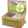 Cath Kidston Paper Birds 4 Person Natural Wicker Picnic Basket Blue Hot