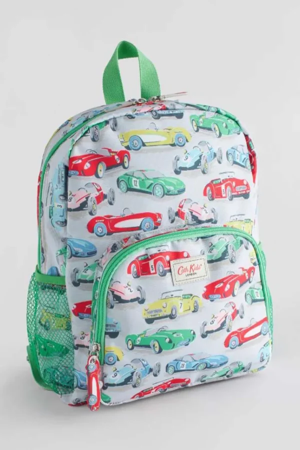 Cath Kidston RETRO CARS KIDS CLASSIC LARGE BACKPACK WITH MESH POCKET Green Fashion