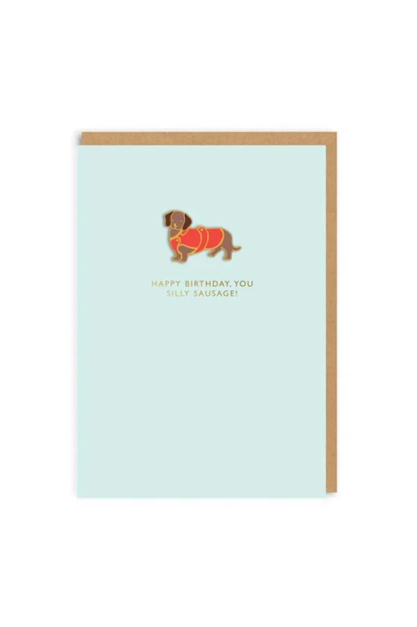 Cath Kidston Silly SausageEnamel Pin Card Pale Blue Fashion