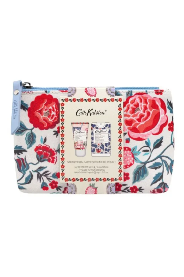 Cath Kidston Strawberry Garden Cosmetic Pouch (with 30ml Hand Cream And 15ml Moisturising Antibacterial Hand Spray) Cream/Pink Shop