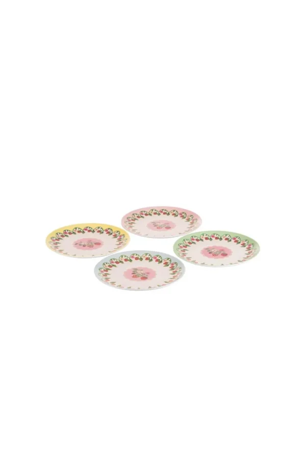 Cath Kidston STRAWBERRY 4PK MELAMINE PICNIC SIDE PLATES Multi Hot