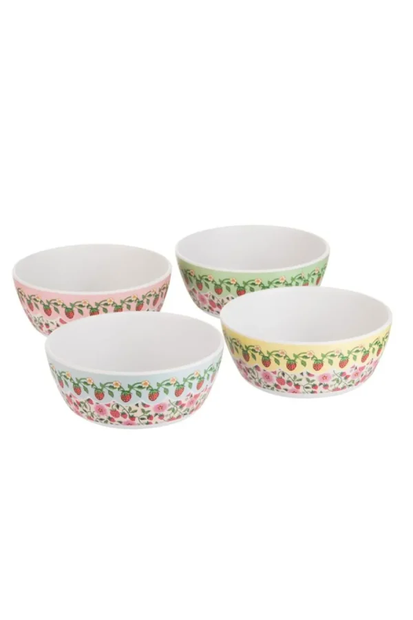 Cath Kidston STRAWBERRY 4PK MELAMINE PICNIC CEREAL BOWLS Multi Flash Sale